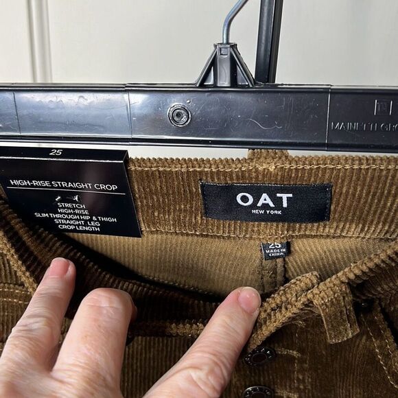 Oat ModCloth High Rise Corduroy Cropped Pants Brown NWT Size 25 - Picture 6 of 7